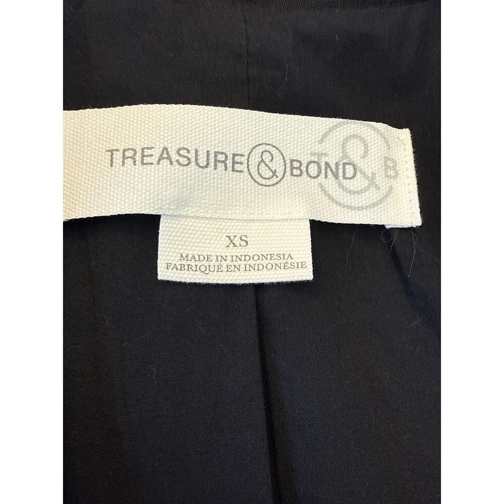 Treasure & Bond Linen Blend Boyfriend Blazer Black XS + Bonus Necklace Career - Picture 9 of 9